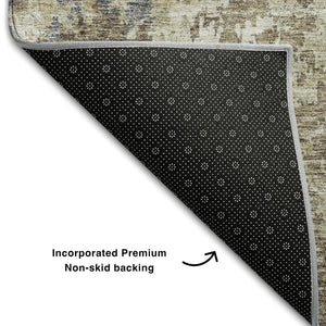 HomeRoots 5' X 8' Abstract Area Rug in Beige, Blue, and Gray - Washable, UV Protected, Kid & Pet Friendly! 687951