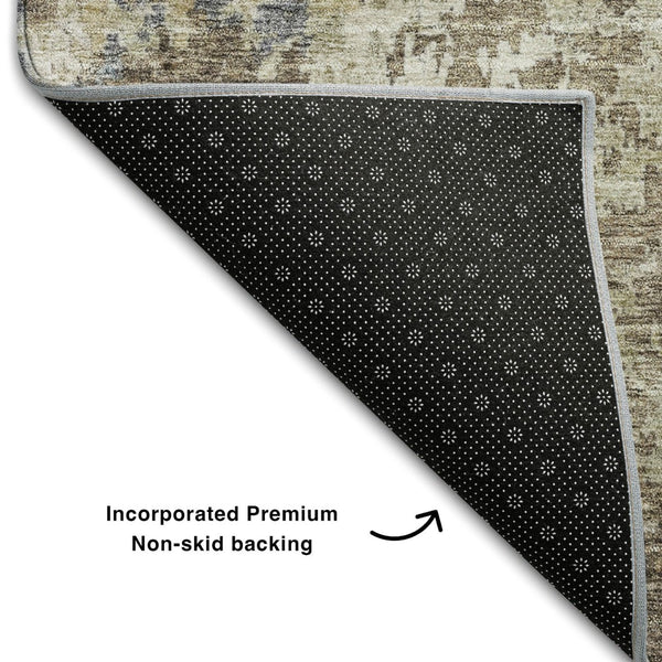 HomeRoots 5' X 8' Abstract Area Rug in Beige, Blue, and Gray - Washable, UV Protected, Kid & Pet Friendly! 687951