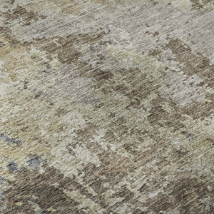 HomeRoots 8' Beige Blue and Gray Abstract Round Rug - Washable, UV-Protected, Stylish Comfort for Any Space 687952