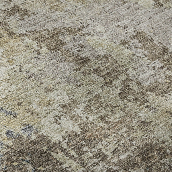 HomeRoots 8' Beige Blue and Gray Abstract Round Rug - Washable, UV-Protected, Stylish Comfort for Any Space 687952