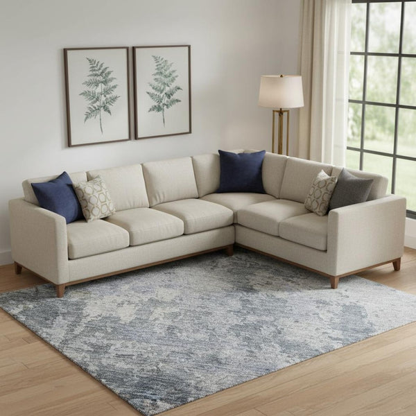 HomeRoots 10' Blue & Gray Abstract Washable Area Rug - Durable, UV-Protected, Stain-Resistant Home Decor Piece 687961
