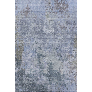 HomeRoots 10' Blue & Gray Abstract Washable Area Rug - Durable, UV-Protected, Stain-Resistant Home Decor Piece 687961