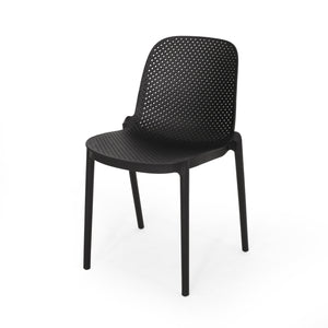 English Elm Christopher Knight Home® - IVY Outdoor Dining Chair with Weather-Resistant Polypropylene, Perforated Modern Design & Durable Frame Black 33.5 L x 23.5 W x 20.3 H 68520.00BLK