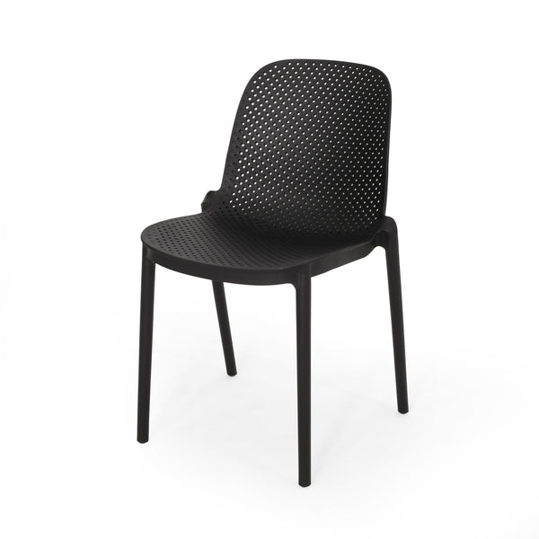 English Elm Christopher Knight Home® - IVY Outdoor Dining Chair with Weather-Resistant Polypropylene, Perforated Modern Design & Durable Frame Black 33.5 L x 23.5 W x 20.3 H 68520.00BLK