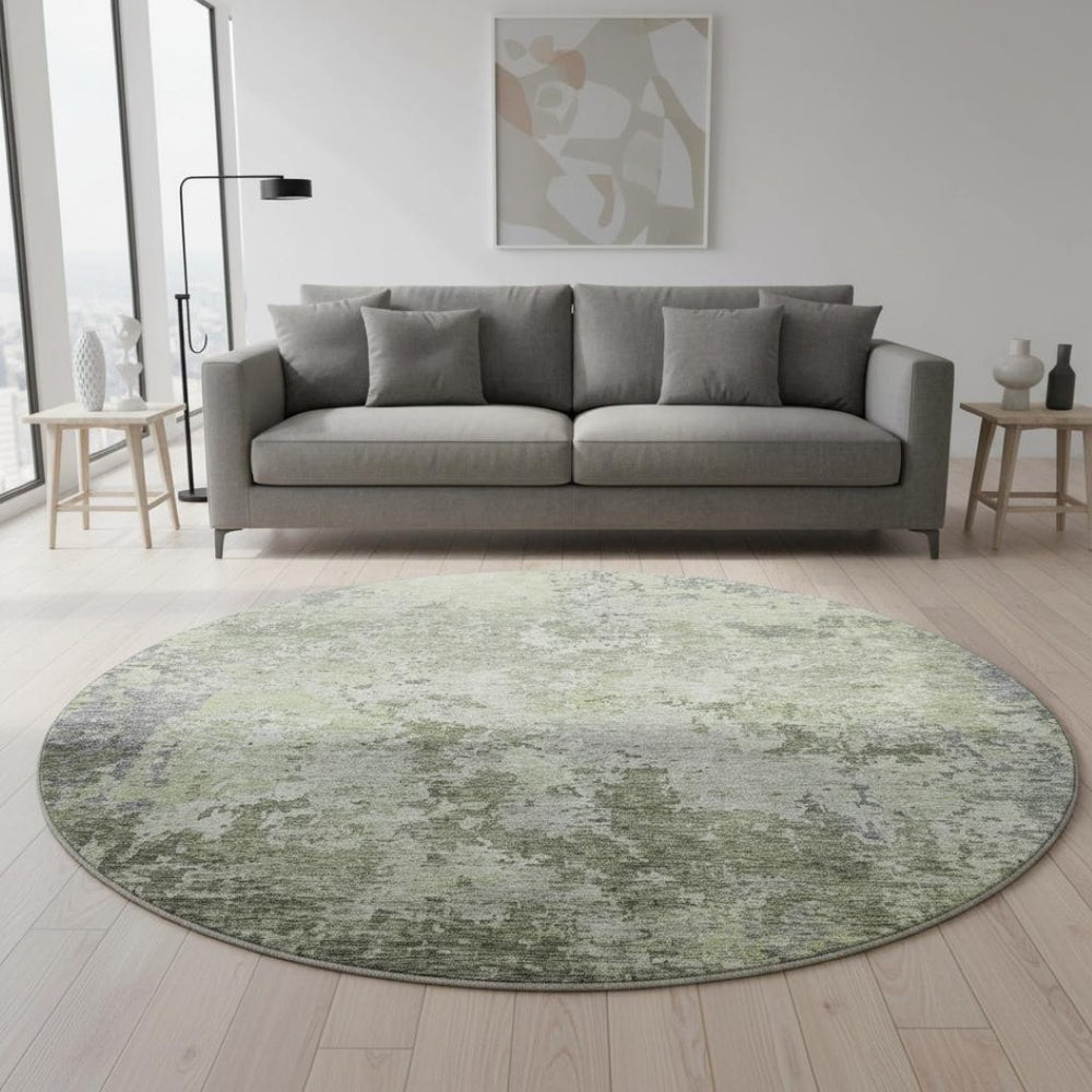 HomeRoots 8' Colorful Abstract Round Rug with UV Protection - Durable, Washable, and Perfect for Any Room! 687970