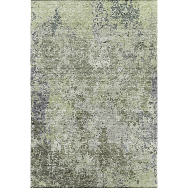 HomeRoots 10' X 14' Abstract Washable Area Rug in Green, Gray & Purple - UV Protected, Durable & Stylish Decor 687973