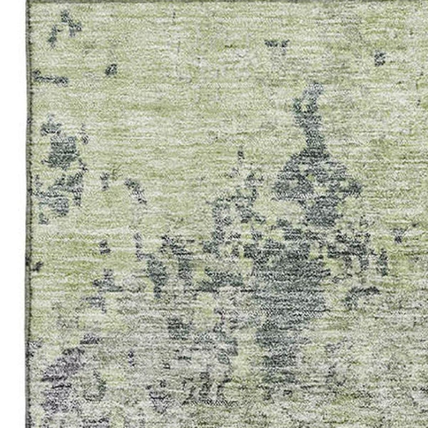 HomeRoots 10' X 14' Abstract Washable Area Rug in Green, Gray & Purple - UV Protected, Durable & Stylish Decor 687973