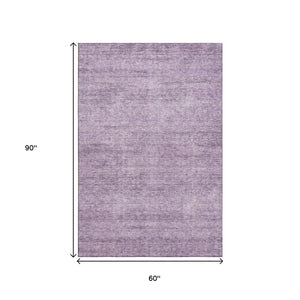 HomeRoots 5' X 8' Abstract Lavender and Ivory Washable Area Rug with UV Protection for Modern Homes 687975
