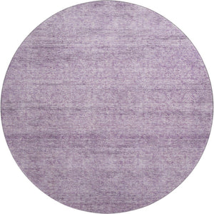 HomeRoots 8' Lavender and Ivory Abstract Round Rug - Stylish, Washable, UV-Protected for Modern Living Spaces 687976