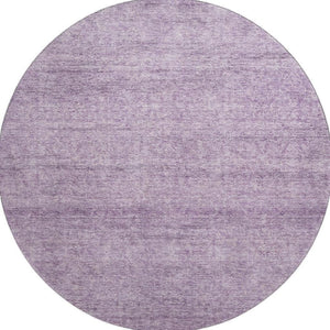 HomeRoots 8' Lavender and Ivory Abstract Round Rug - Stylish, Washable, UV-Protected for Modern Living Spaces 687976