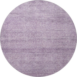 HomeRoots 8' Lavender and Ivory Abstract Round Rug - Stylish, Washable, UV-Protected for Modern Living Spaces 687976