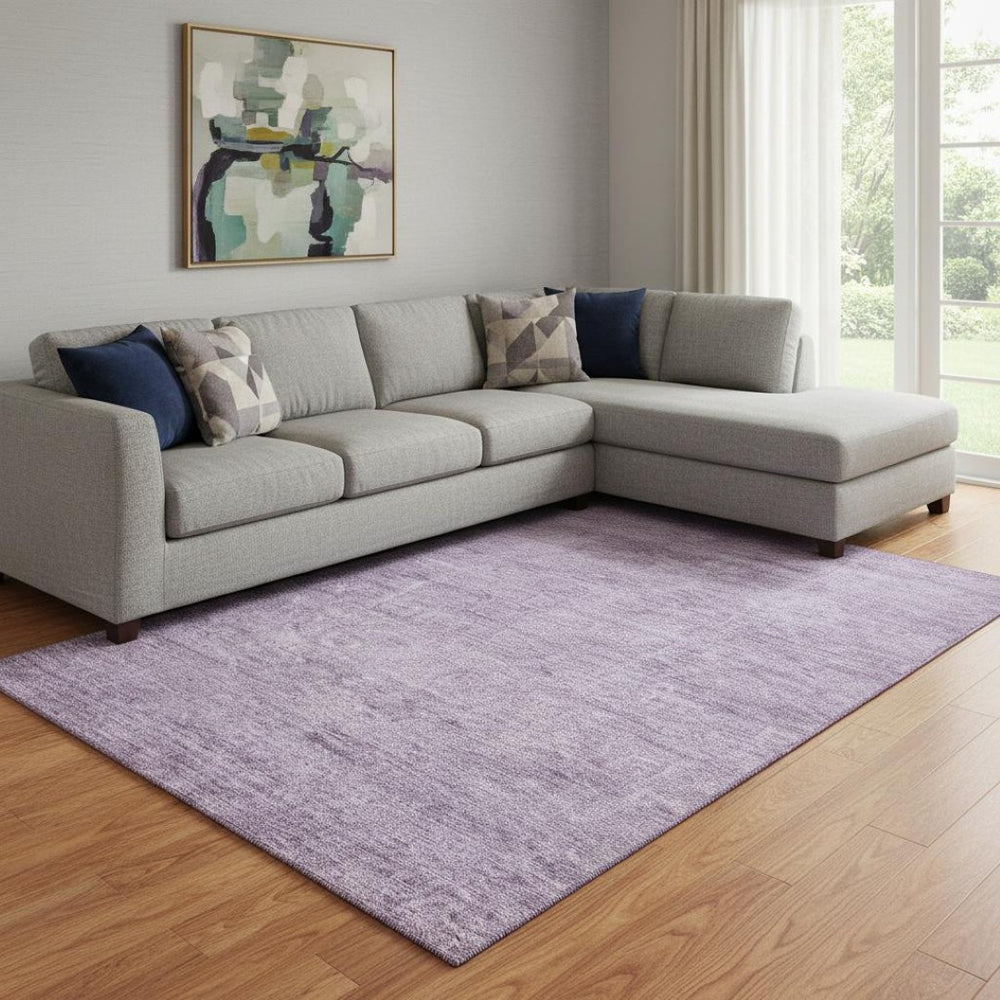 HomeRoots 8' X 10' Abstract Lavender and Ivory Washable Area Rug with UV Protection for Modern Homes 687977
