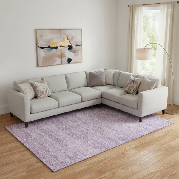 HomeRoots 9' X 12' Contemporary Lavender & Ivory Abstract Area Rug - Washable, UV-Protected, Durable Design 687978