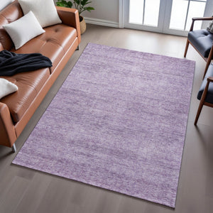 HomeRoots 9' X 12' Contemporary Lavender & Ivory Abstract Area Rug - Washable, UV-Protected, Durable Design 687978