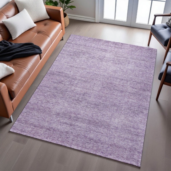 HomeRoots 9' X 12' Contemporary Lavender & Ivory Abstract Area Rug - Washable, UV-Protected, Durable Design 687978
