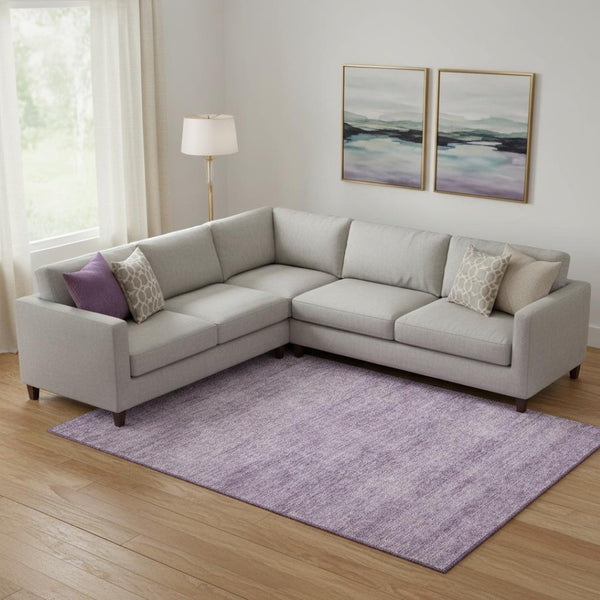 HomeRoots 10' X 14' Lavender And Ivory Abstract Area Rug - Washable, UV-Protected, Perfect for Busy Homes! 687979