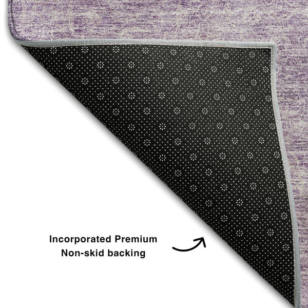 HomeRoots 10' X 14' Lavender And Ivory Abstract Area Rug - Washable, UV-Protected, Perfect for Busy Homes! 687979