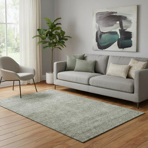 HomeRoots 5' X 8' Sage and Beige Abstract Area Rug - Washable, Durable, UV-Protected for Modern Living Spaces 687981