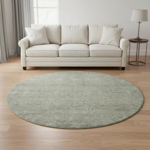HomeRoots 8' Sage and Beige Abstract Round Rug – Washable, Stain-Resistant, and UV Protected for All Spaces 687982