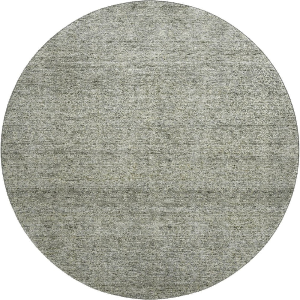 HomeRoots 8' Sage and Beige Abstract Round Rug – Washable, Stain-Resistant, and UV Protected for All Spaces 687982