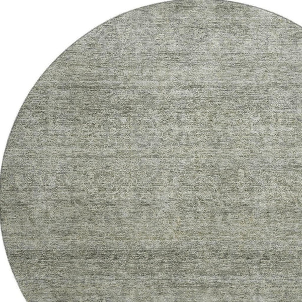 HomeRoots 8' Sage and Beige Abstract Round Rug – Washable, Stain-Resistant, and UV Protected for All Spaces 687982