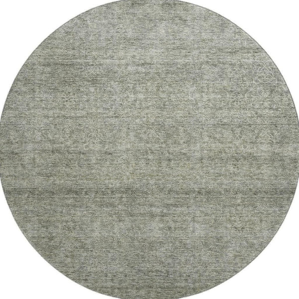 HomeRoots 8' Sage and Beige Abstract Round Rug – Washable, Stain-Resistant, and UV Protected for All Spaces 687982