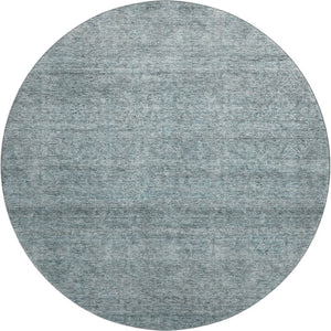 HomeRoots 8' Stylish Aqua and Beige Abstract Round Rug - Washable, UV-Protected, Stain-Resistant, Durable Design 687988