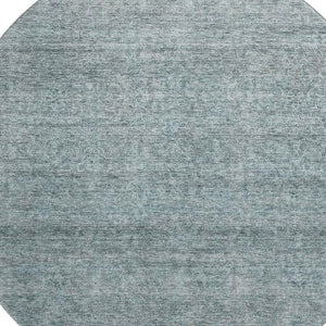 HomeRoots 8' Stylish Aqua and Beige Abstract Round Rug - Washable, UV-Protected, Stain-Resistant, Durable Design 687988
