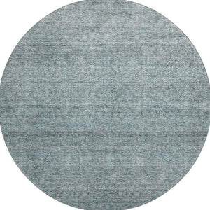 HomeRoots 8' Stylish Aqua and Beige Abstract Round Rug - Washable, UV-Protected, Stain-Resistant, Durable Design 687988