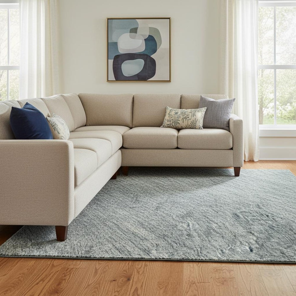 HomeRoots 8' X 10' Aqua & Beige Abstract Area Rug - Stain Resistant, UV Protected, Perfect for Family Spaces! 687989