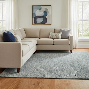 HomeRoots 8' X 10' Aqua & Beige Abstract Area Rug - Stain Resistant, UV Protected, Perfect for Family Spaces! 687989