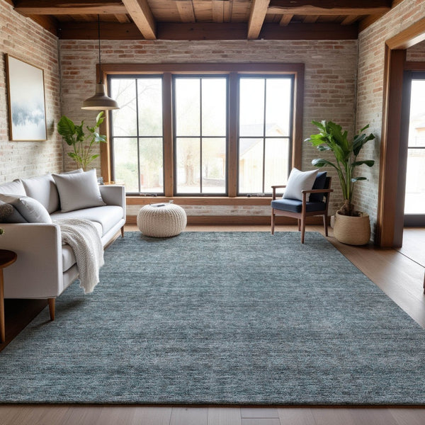 HomeRoots 9' X 12' Aqua and Beige Abstract Area Rug - Soft, Durable, Stain-Resistant with UV Protection for All Spaces 687990