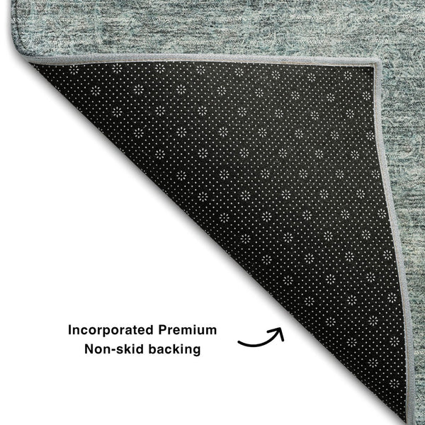 HomeRoots 9' X 12' Aqua and Beige Abstract Area Rug - Soft, Durable, Stain-Resistant with UV Protection for All Spaces 687990