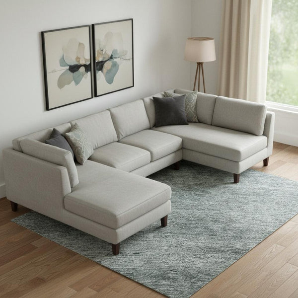 HomeRoots 10' X 14' Aqua and Beige Abstract Area Rug – Durable, Stain-Resistant with UV Protection for Homes 687991