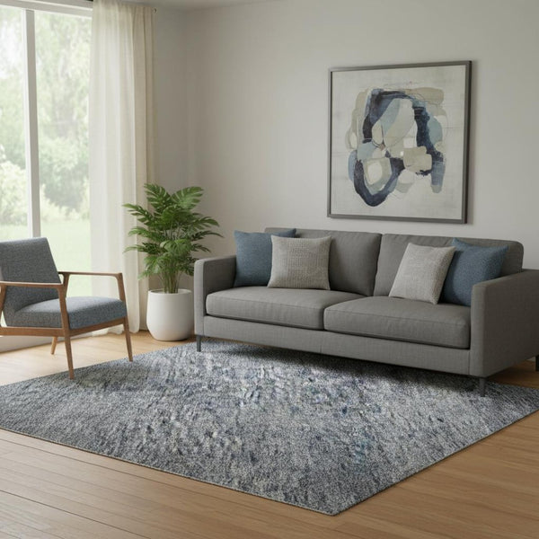 HomeRoots 5' X 8' Abstract Sky Blue & Beige Washable Area Rug with UV Protection - Stylish, Durable, Easy Care! 687993