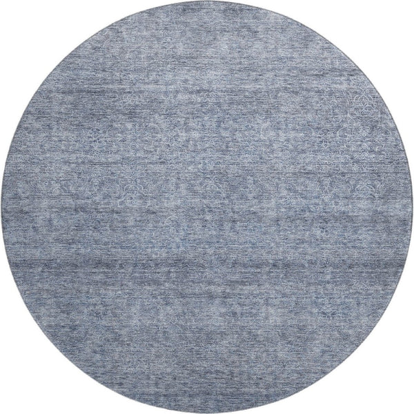 HomeRoots 8' Sky Blue and Beige Abstract Round Rug – Washable, UV-Protected, Durable Design for Modern Spaces 687994