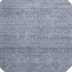 HomeRoots 8' Sky Blue and Beige Abstract Round Rug – Washable, UV-Protected, Durable Design for Modern Spaces 687994