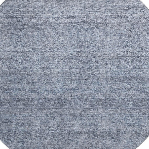 HomeRoots 8' Sky Blue and Beige Abstract Round Rug – Washable, UV-Protected, Durable Design for Modern Spaces 687994