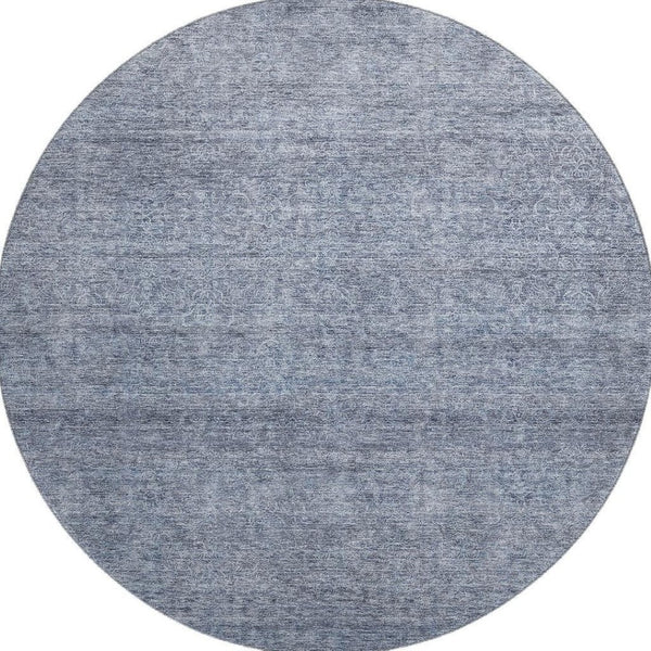 HomeRoots 8' Sky Blue and Beige Abstract Round Rug – Washable, UV-Protected, Durable Design for Modern Spaces 687994
