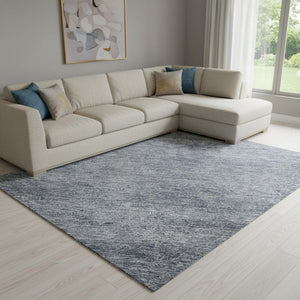 HomeRoots 8' X 10' Sky Blue & Beige Abstract Area Rug - Washable, UV Protected, Stain Resistant, Durable Design 687995