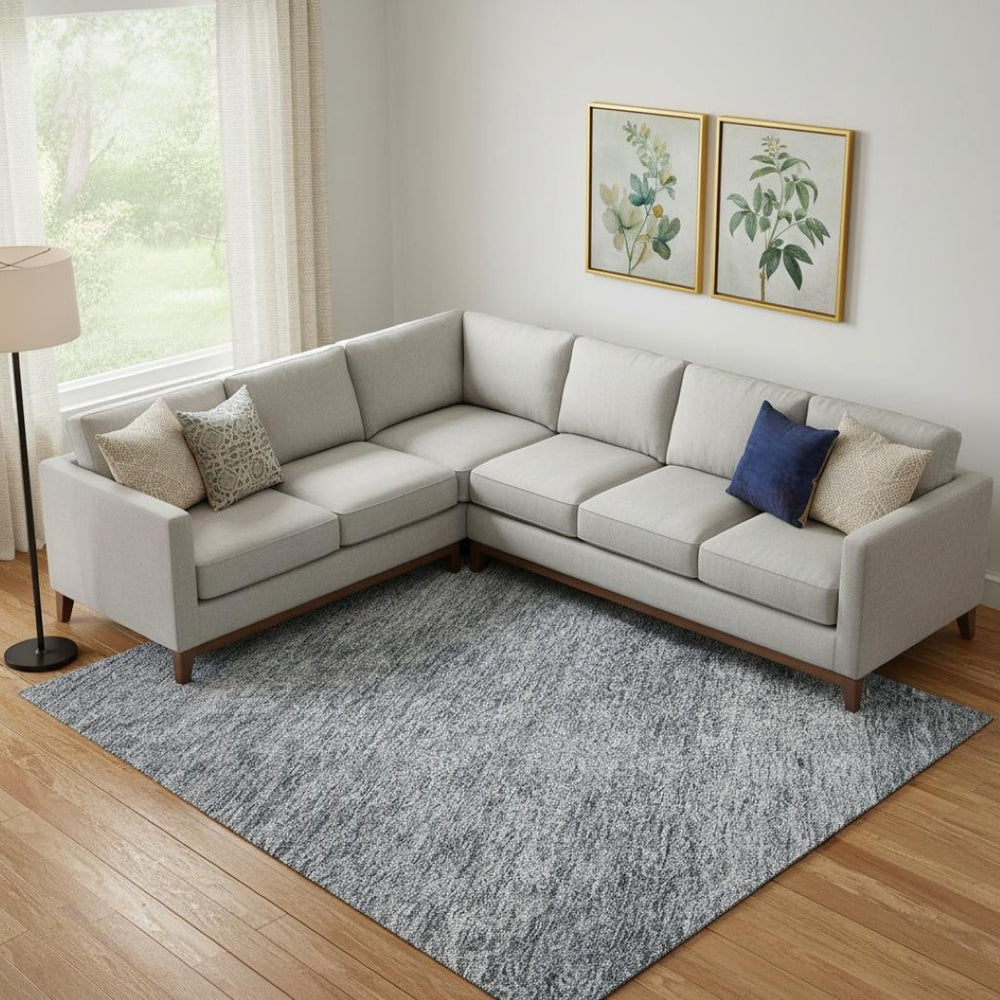HomeRoots 9' X 12' Stylish Sky Blue & Beige Abstract Area Rug – Washable, UV Protected, Perfect for Homes! 687996