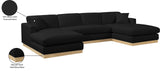 Johanna Black Linen Textured Fabric 3-Piece Sectional 687Black-Sectional Meridian Furniture