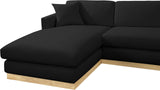 Johanna Black Linen Textured Fabric 3-Piece Sectional 687Black-Sectional Meridian Furniture