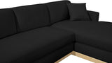 Johanna Black Linen Textured Fabric 3-Piece Sectional 687Black-Sectional Meridian Furniture