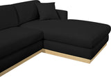 Johanna Black Linen Textured Fabric 3-Piece Sectional 687Black-Sectional Meridian Furniture