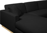 Johanna Black Linen Textured Fabric 3-Piece Sectional 687Black-Sectional Meridian Furniture