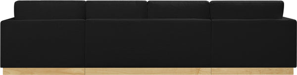 Johanna Black Linen Textured Fabric 3-Piece Sectional 687Black-Sectional Meridian Furniture