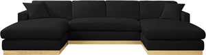 Johanna Black Linen Textured Fabric 3-Piece Sectional 687Black-Sectional Meridian Furniture