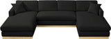 Johanna Black Linen Textured Fabric 3-Piece Sectional 687Black-Sectional Meridian Furniture