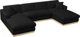 Johanna Black Linen Textured Fabric 3-Piece Sectional 687Black-Sectional Meridian Furniture